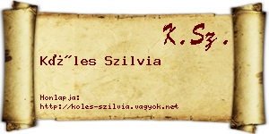 Köles Szilvia névjegykártya